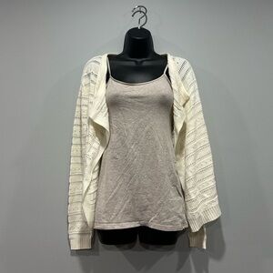 Knit cream open cardigan